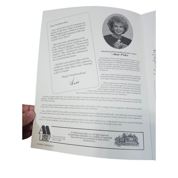 Annie's Attic Plastic Canvas Candy Cane Bears 878906 Instructions Vtg 1995 USA - Picture 4 of 4